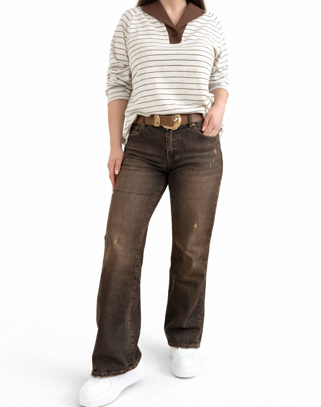 Premium džinsai Brown