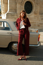Burgundy kelnės